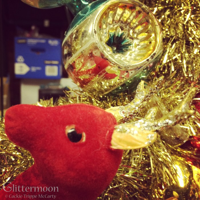 Big red reindeer says hello.