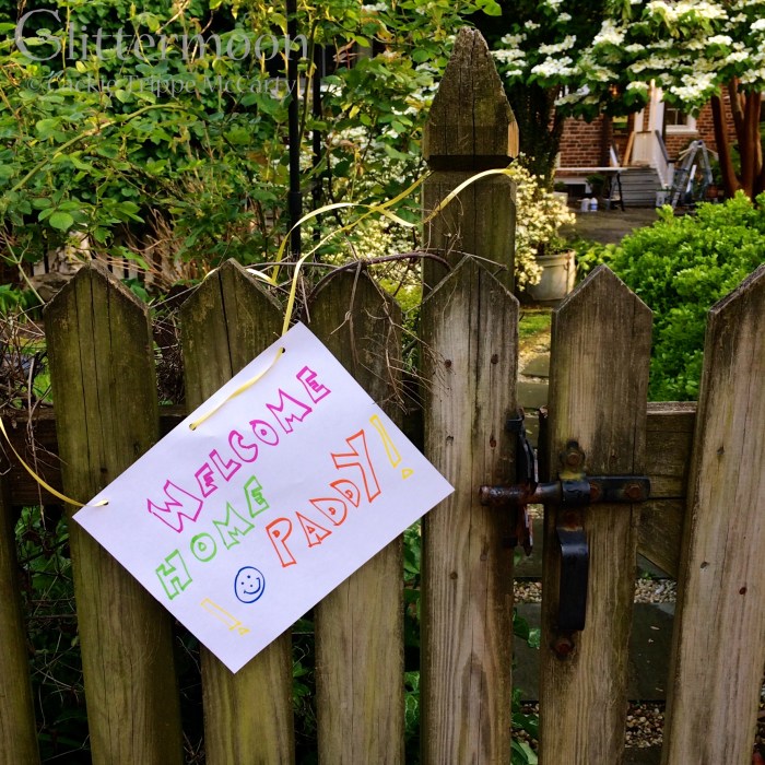 This sign was put on the back gate by our next-door neighbors.  When I saw the yellow ribbon, I started to cry.